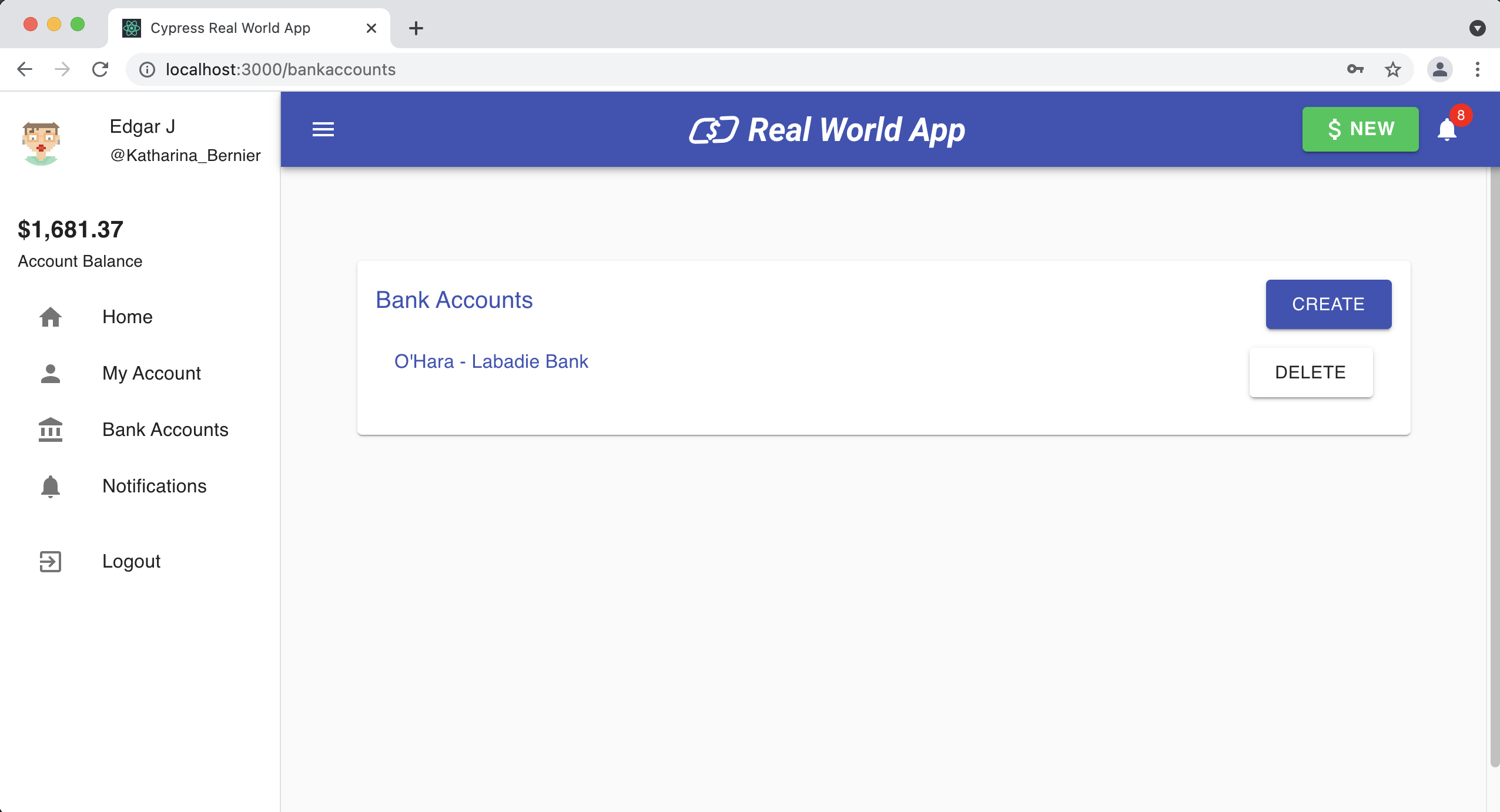 Website screenshot of Real World App