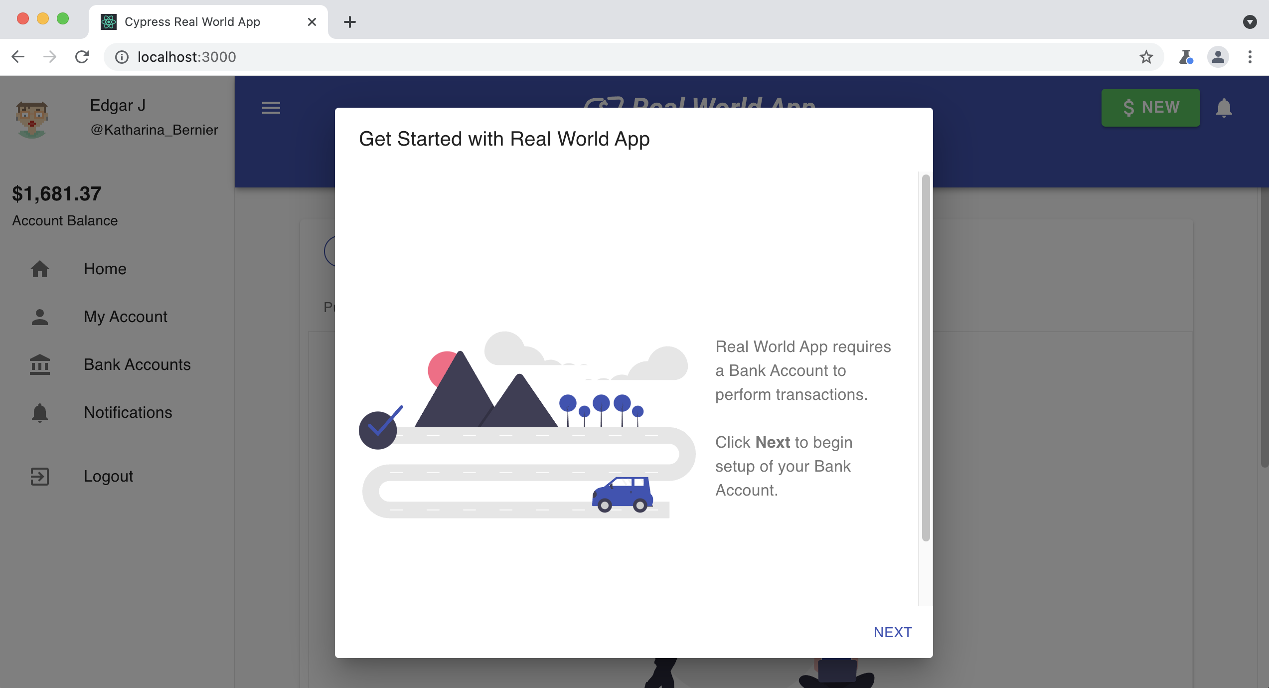 Website screenshot of Real World App