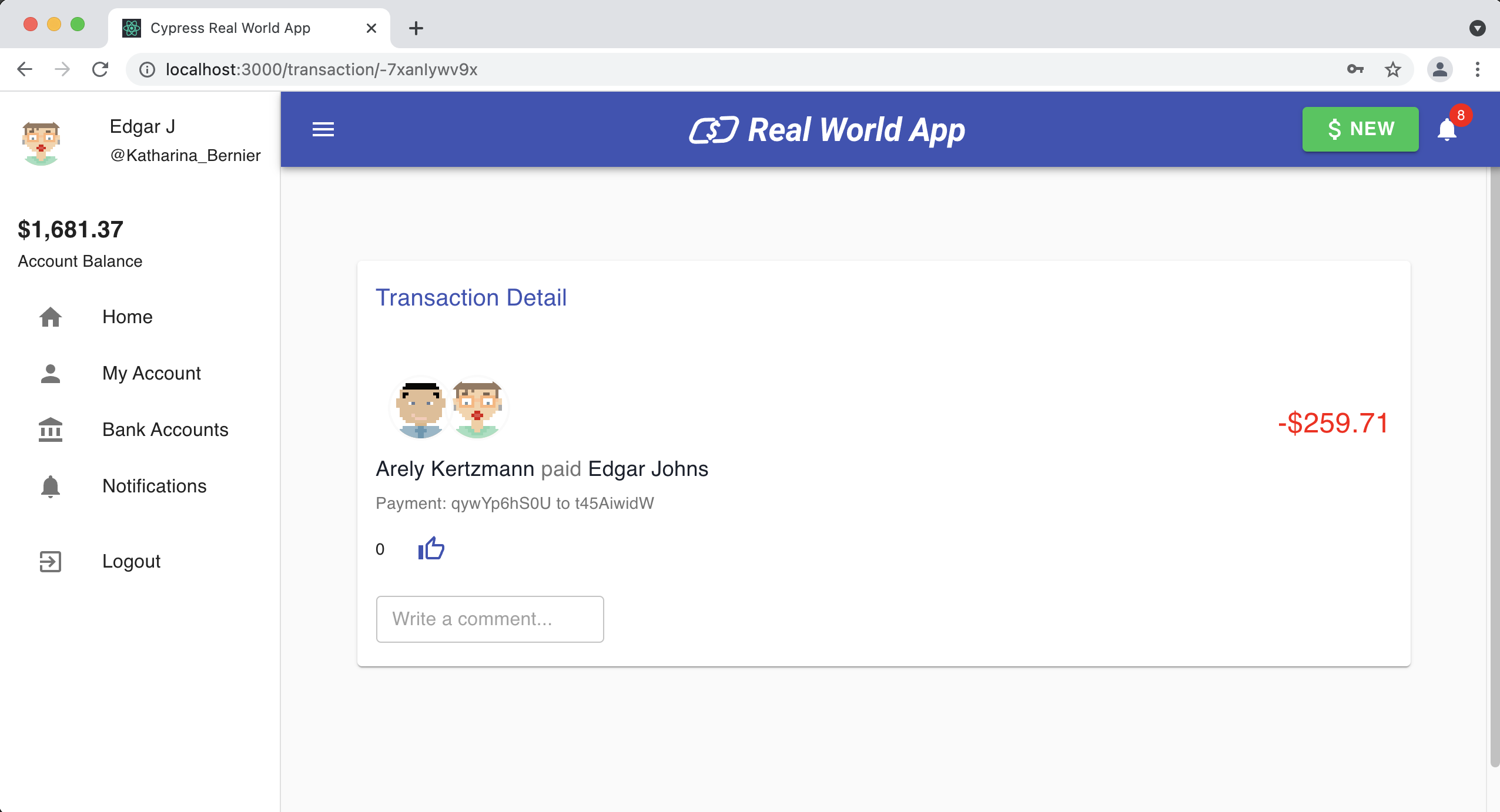 Website screenshot of Real World App